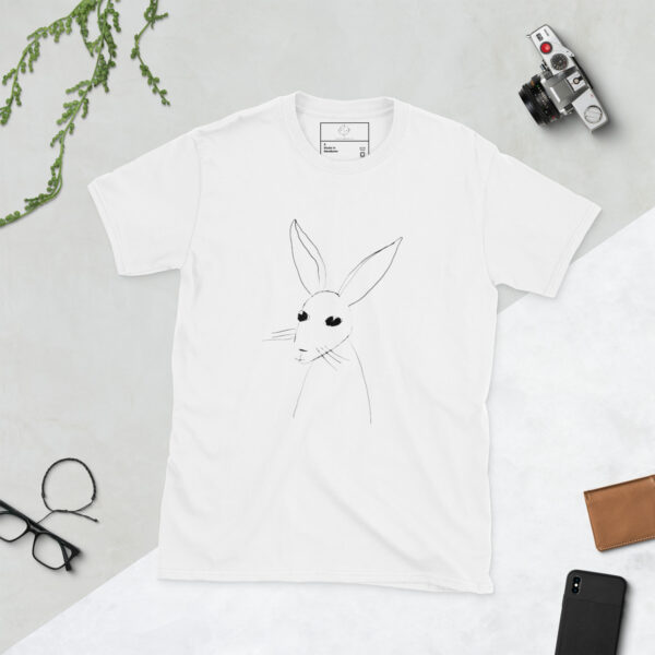 Artistic Line Drawing Rabbit Tee – Semi-Fitted Unisex T-Shirt - Image 2