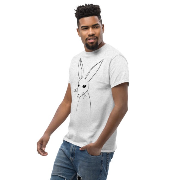 Minimalist Line Drawn Rabbit  - Classic Fit Unisex T-Shirt Black Print - Image 2