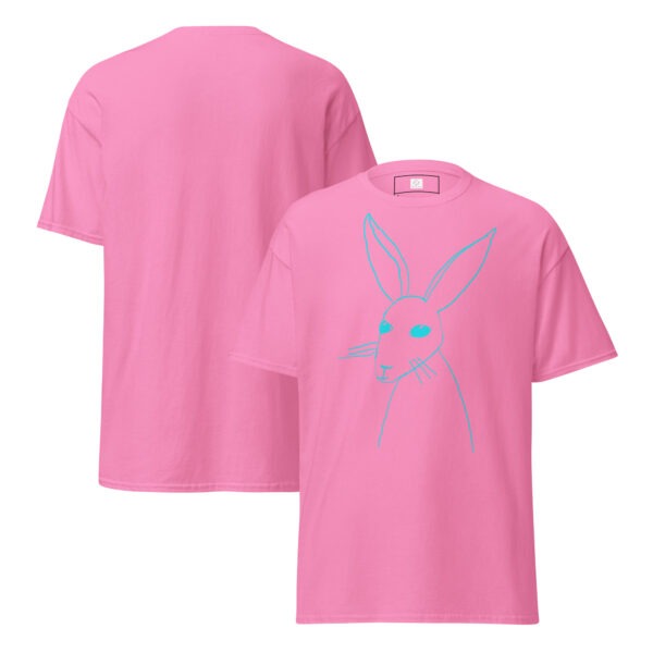 Minimalist Line Drawn Rabbit  - Classic Fit Unisex T-Shirt Turquoise Design - Image 16