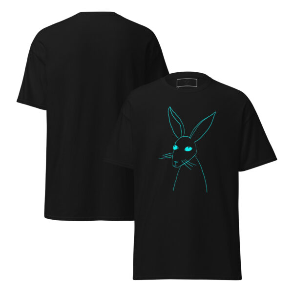 Minimalist Line Art Rabbit Turquoise Print Unisex Classic Tee - Image 2