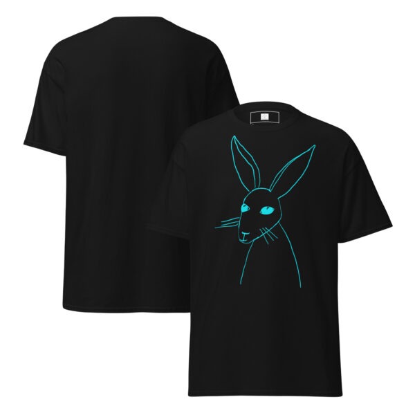 Minimalist Line Drawn Rabbit  - Classic Fit Unisex T-Shirt Turquoise Design - Image 5