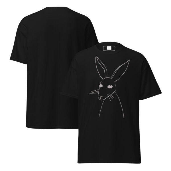 Minimalist Line Drawn Rabbit  - Classic Fit Unisex T-Shirt Grey Print - Image 5