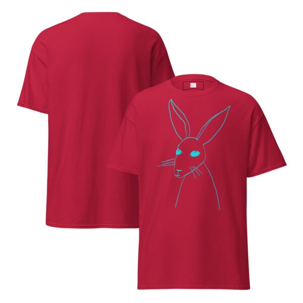 Minimalist Line Drawn Rabbit  - Classic Fit Unisex T-Shirt Turquoise Design - Image 10
