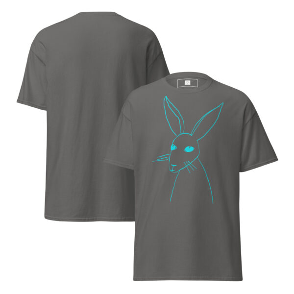 Minimalist Line Drawn Rabbit  - Classic Fit Unisex T-Shirt Turquoise Design - Image 14