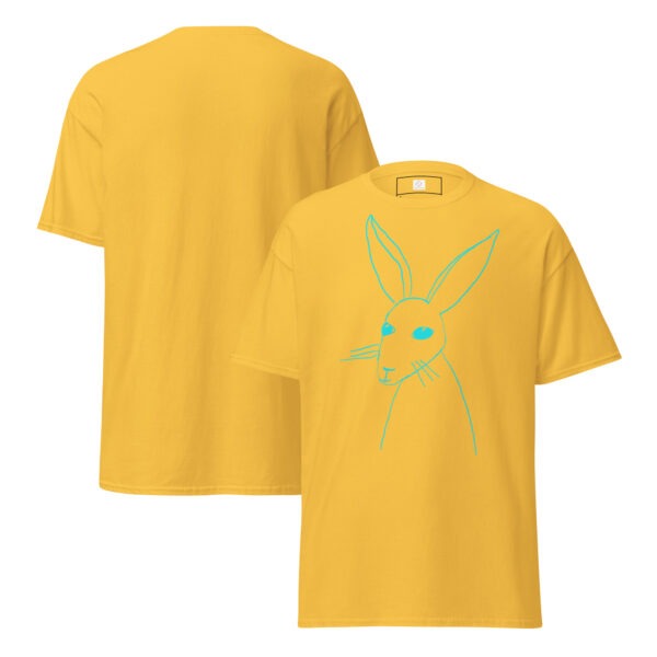 Minimalist Line Drawn Rabbit  - Classic Fit Unisex T-Shirt Turquoise Design - Image 17