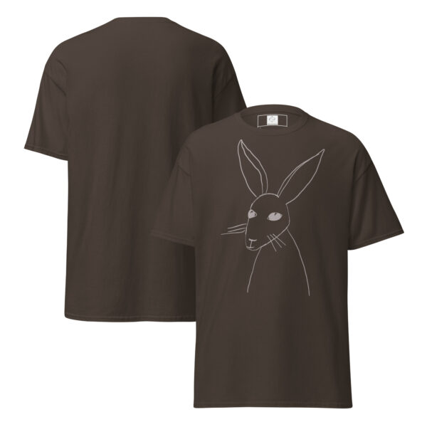 Minimalist Line Drawn Rabbit  - Classic Fit Unisex T-Shirt Grey Print - Image 9