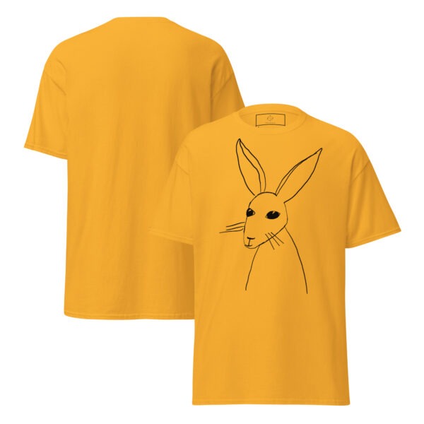 Minimalist Line Drawn Rabbit  - Classic Fit Unisex T-Shirt Black Print - Image 8