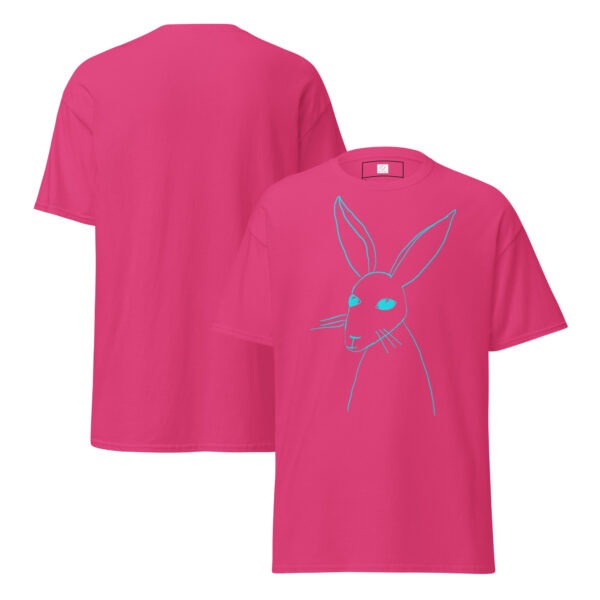Minimalist Line Drawn Rabbit  - Classic Fit Unisex T-Shirt Turquoise Design - Image 13