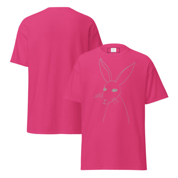 Minimalist Line Drawn Rabbit  - Classic Fit Unisex T-Shirt Grey Print - Image 14