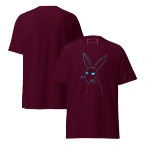 Minimalist Line Art Rabbit Turquoise Print Unisex Classic Tee