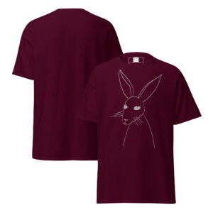 Minimalist Line Drawn Rabbit  - Classic Fit Unisex T-Shirt Grey Print