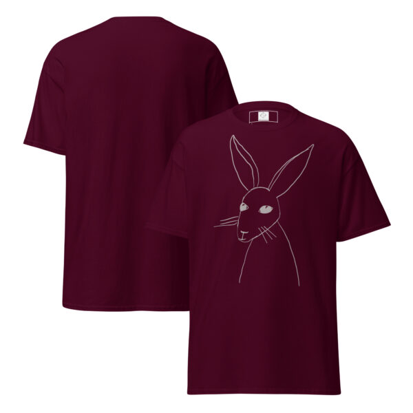 Minimalist Line Drawn Rabbit  - Classic Fit Unisex T-Shirt Grey Print