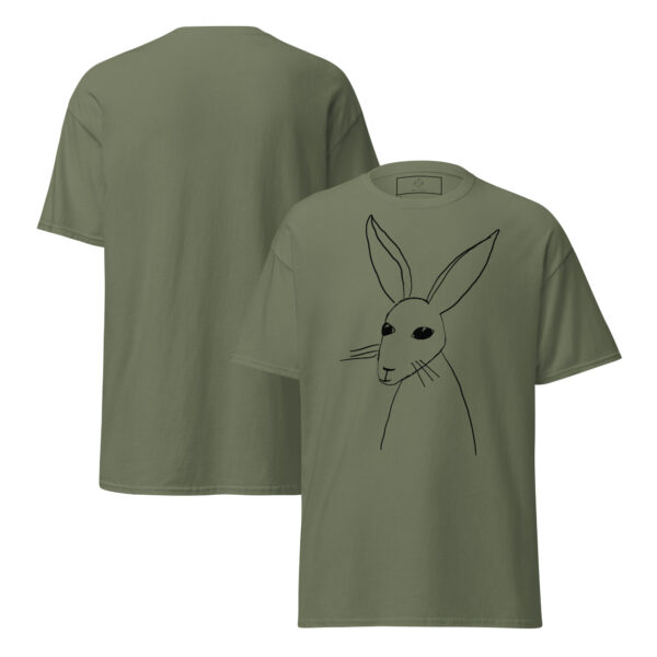 Minimalist Line Drawn Rabbit  - Classic Fit Unisex T-Shirt Black Print - Image 5