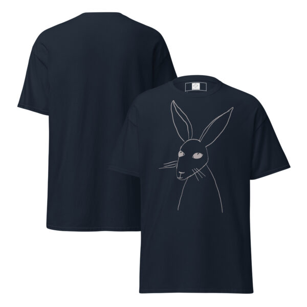 Minimalist Line Drawn Rabbit  - Classic Fit Unisex T-Shirt Grey Print - Image 6