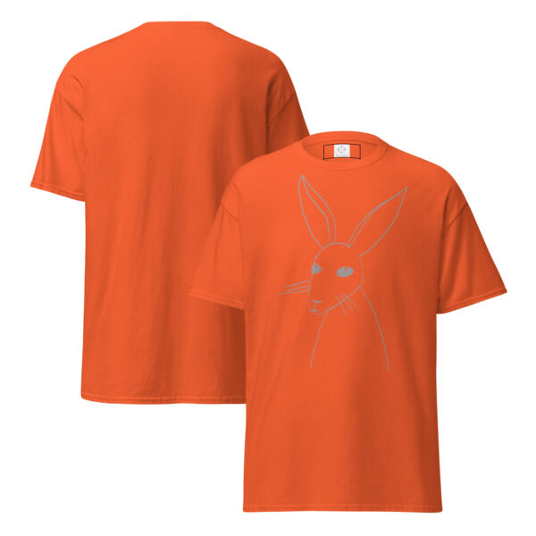 Minimalist Line Drawn Rabbit  - Classic Fit Unisex T-Shirt Grey Print - Image 17