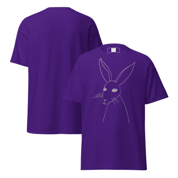 Minimalist Line Drawn Rabbit  - Classic Fit Unisex T-Shirt Grey Print - Image 7