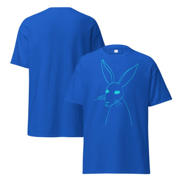 Minimalist Line Drawn Rabbit  - Classic Fit Unisex T-Shirt Turquoise Design - Image 11