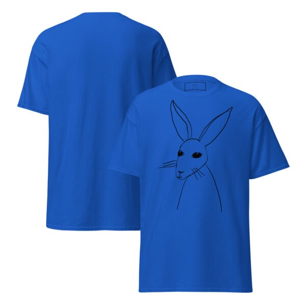 Minimalist Line Drawn Rabbit  - Classic Fit Unisex T-Shirt Black Print - Image 4