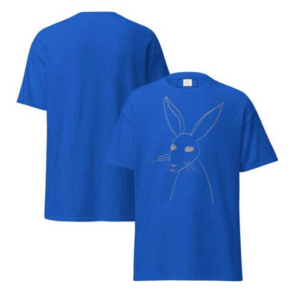 Minimalist Line Drawn Rabbit  - Classic Fit Unisex T-Shirt Grey Print - Image 11