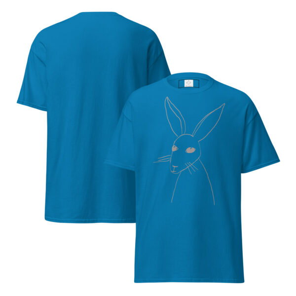Minimalist Line Drawn Rabbit  - Classic Fit Unisex T-Shirt Grey Print - Image 13