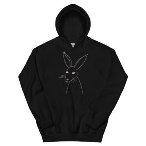 Minimalist Rabbit Line Art  Unisex Hoodie With Front Pouch