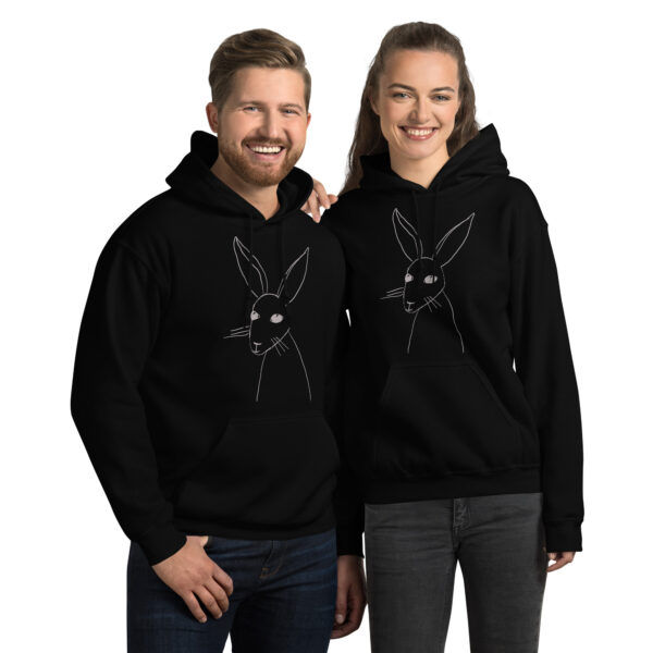 Minimalist Rabbit Line Art  Unisex Hoodie With Front Pouch - Image 2