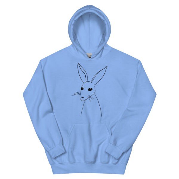 Minimalist Rabbit Line Art Unisex HoodieWith Front Pouch Black Design - Image 13