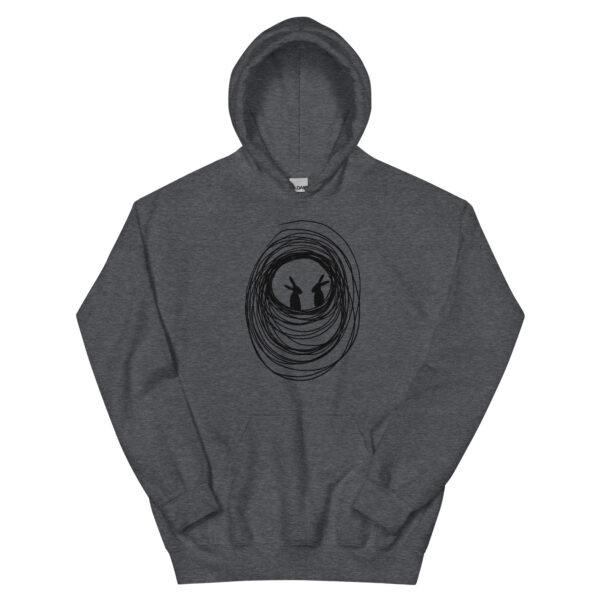 Into the Burrow Unisex Hoodie with Front Pouch Black Print - Image 10
