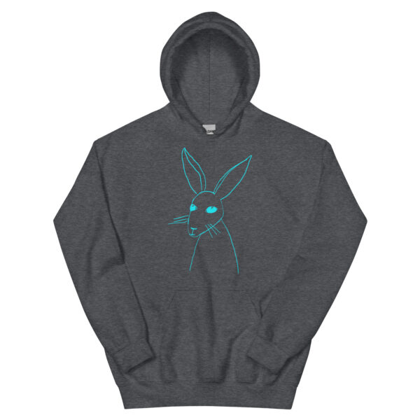 Minimalist Rabbit Line Art  Unisex Hoodie With Front Pouch Turquoise Print - Image 8