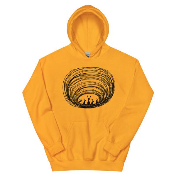 Burrow Buddies Unisex Pullover Hoodie With Front Pouch – Cozy Comfort with a Whimsical Touch Black Print - Image 12