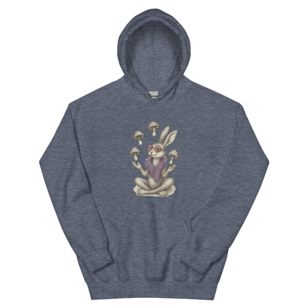 Mystic Mushroom Bunny Hoodie – Surreal Rabbit Guru Graphic Pullover Unisex Hoodie - Image 11