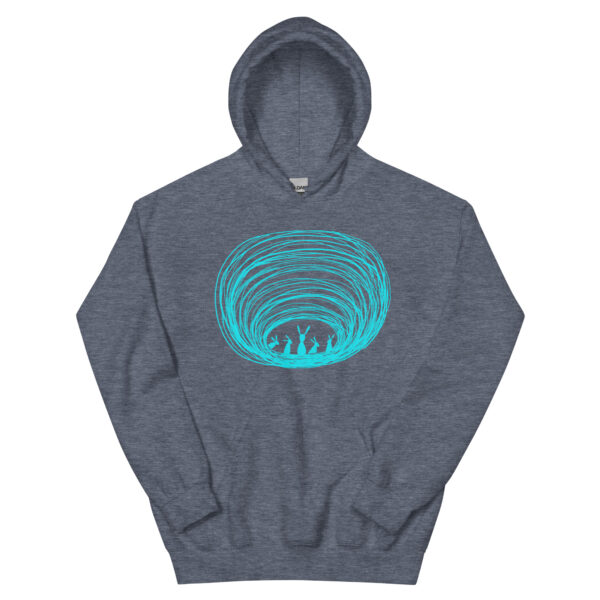 Burrow Buddies Unisex Pullover Hoodie with Front pouch – Cozy Comfort with a Whimsical Touch Turquoise Print - Image 11