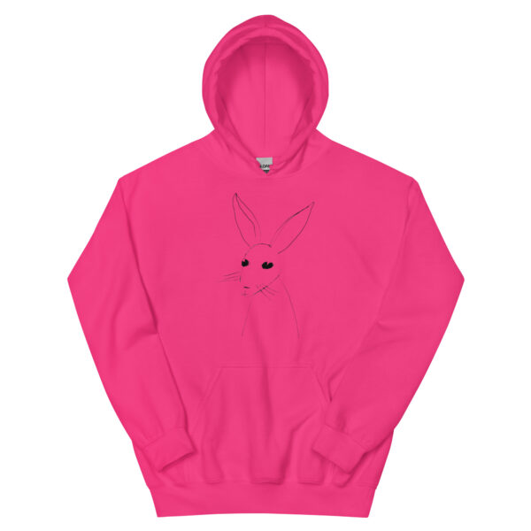 Minimalist Line Art Rabbit Unisex Hoodie with Front Pocket Light Colours - Image 6