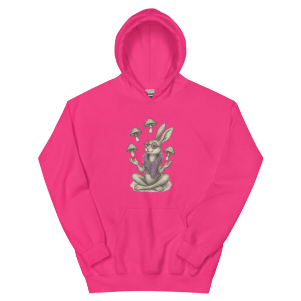 Mystic Mushroom Bunny Hoodie – Surreal Rabbit Guru Graphic Pullover Unisex Hoodie - Image 12