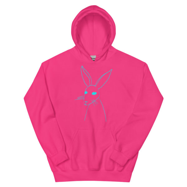 Minimalist Rabbit Line Art  Unisex Hoodie With Front Pouch Turquoise Print - Image 12