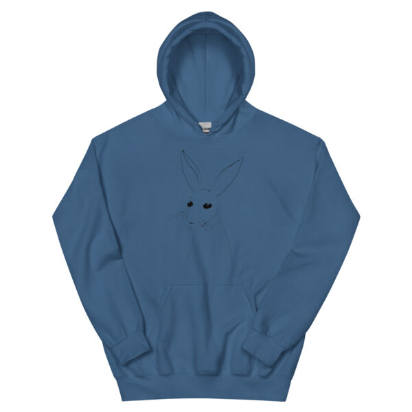 Minimalist Line Art Rabbit Unisex Hoodie with Front Pocket Light Colours - Image 7