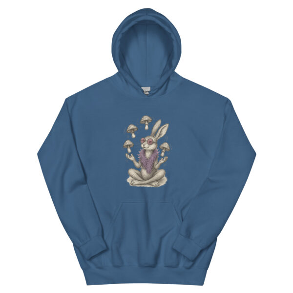 Mystic Mushroom Bunny Hoodie – Surreal Rabbit Guru Graphic Pullover Unisex Hoodie - Image 10