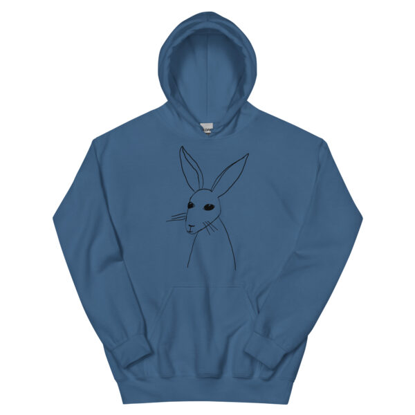 Minimalist Rabbit Line Art Unisex HoodieWith Front Pouch Black Design - Image 8