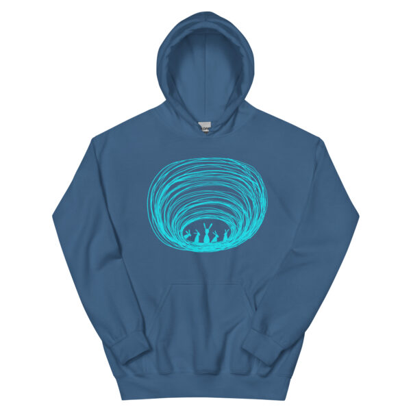 Burrow Buddies Unisex Pullover Hoodie with Front pouch – Cozy Comfort with a Whimsical Touch Turquoise Print - Image 10