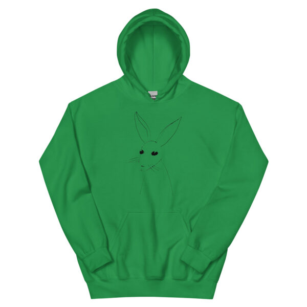 Minimalist Line Art Rabbit Unisex Hoodie with Front Pocket Light Colours - Image 5