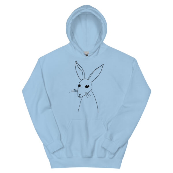Minimalist Rabbit Line Art Unisex HoodieWith Front Pouch Black Design - Image 14