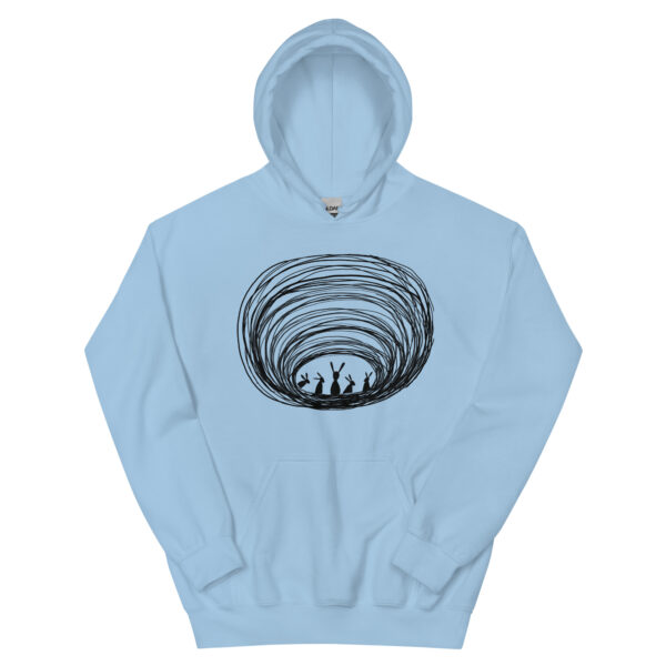 Burrow Buddies Unisex Pullover Hoodie With Front Pouch – Cozy Comfort with a Whimsical Touch Black Print - Image 13