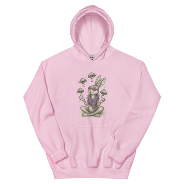 Mystic Mushroom Bunny Hoodie – Surreal Rabbit Guru Graphic Pullover Unisex Hoodie - Image 17