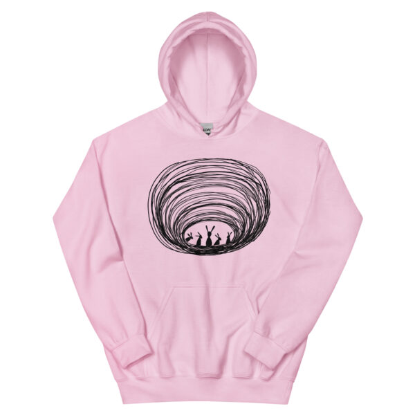 Burrow Buddies Unisex Pullover Hoodie With Front Pouch – Cozy Comfort with a Whimsical Touch Black Print - Image 15