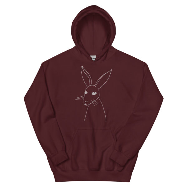 Minimalist Rabbit Line Art  Unisex Hoodie With Front Pouch - Image 3