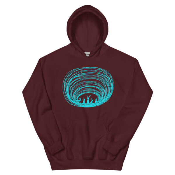 Burrow Buddies Unisex Pullover Hoodie with Front pouch – Cozy Comfort with a Whimsical Touch Turquoise Print - Image 4