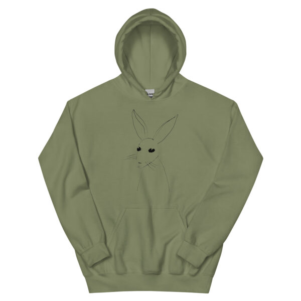 Minimalist Line Art Rabbit Unisex Hoodie with Front Pocket Light Colours - Image 3
