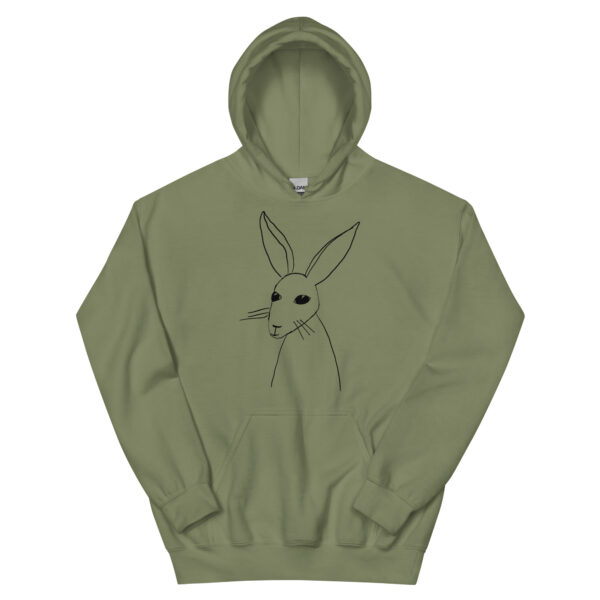 Minimalist Rabbit Line Art Unisex HoodieWith Front Pouch Black Design - Image 11