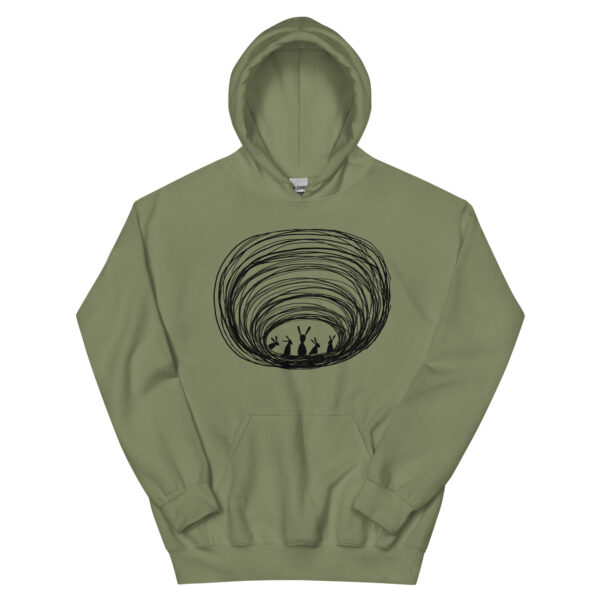 Burrow Buddies Unisex Pullover Hoodie With Front Pouch – Cozy Comfort with a Whimsical Touch Black Print - Image 10