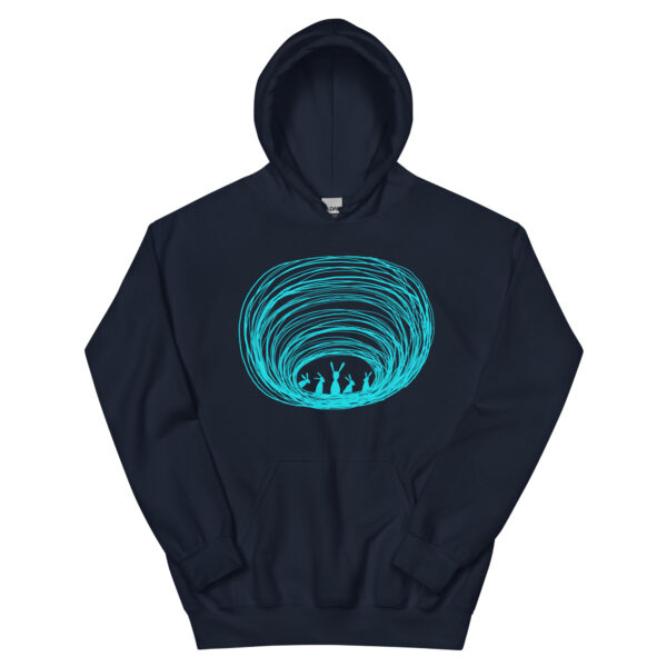 Burrow Buddies Unisex Pullover Hoodie with Front pouch – Cozy Comfort with a Whimsical Touch Turquoise Print - Image 3